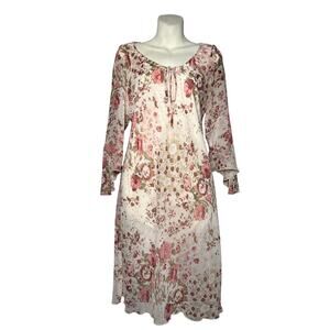 Vintage 90s Giorgio Fiorlini Sz 8 USA Made Byas Cut Floral Fairy Grunge Dress
